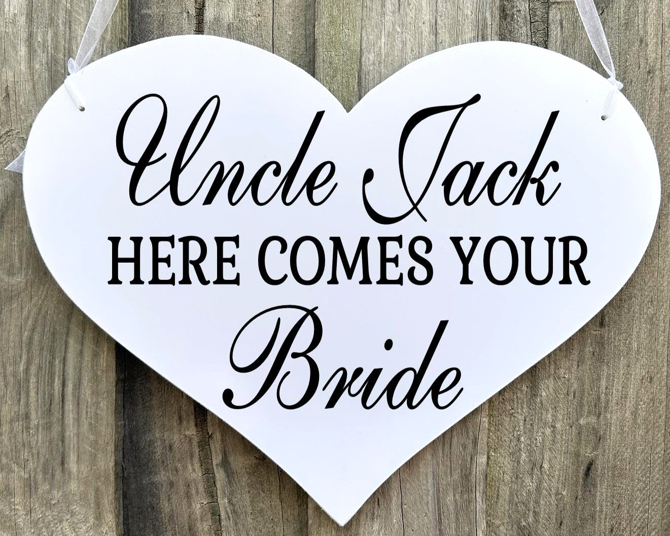 Custom ........Here Comes Your Bride  Heart Wedding Flower Girl Page Boy Sign