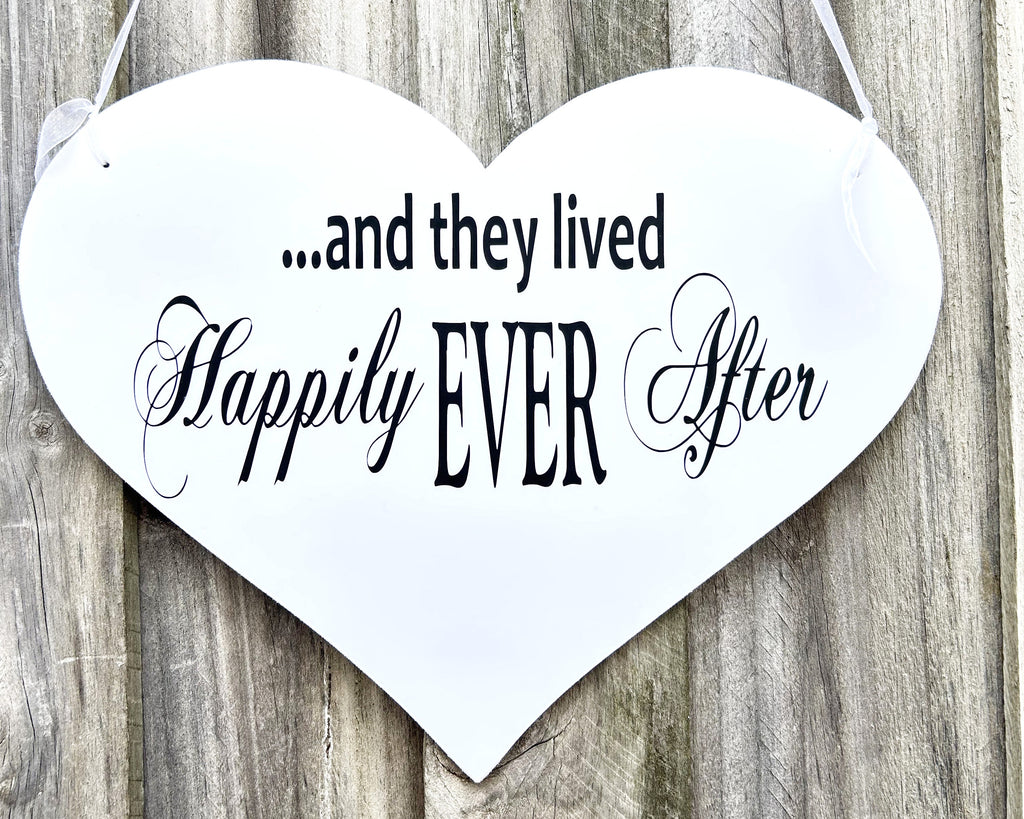 And they lived Happily Ever After Heart Flower Girl Page Boy Wedding Sign