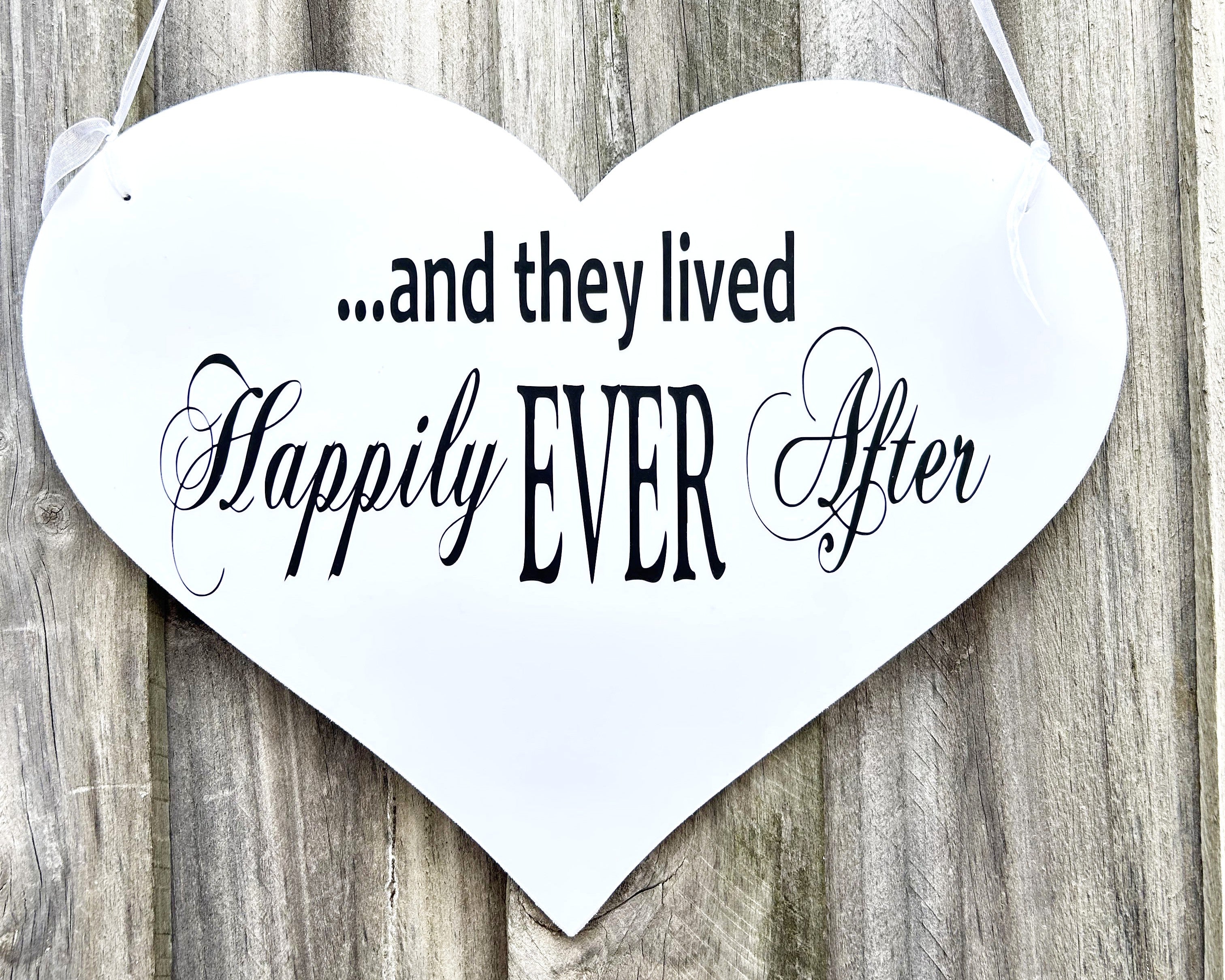 And they lived Happily Ever After Heart Flower Girl Page Boy Wedding Sign