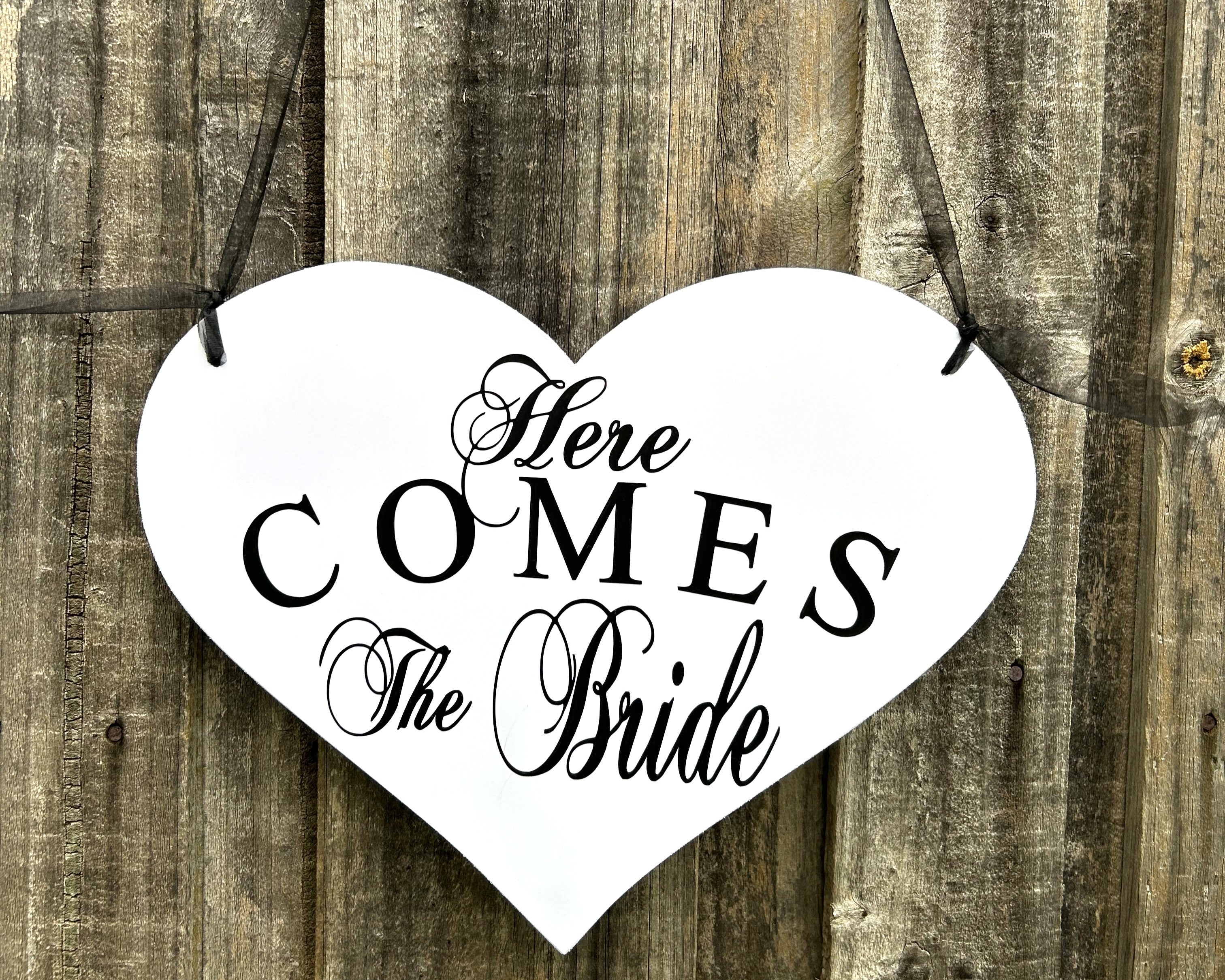 Here Comes The Bride Heart Flower Girl Page Boy Wedding Sign